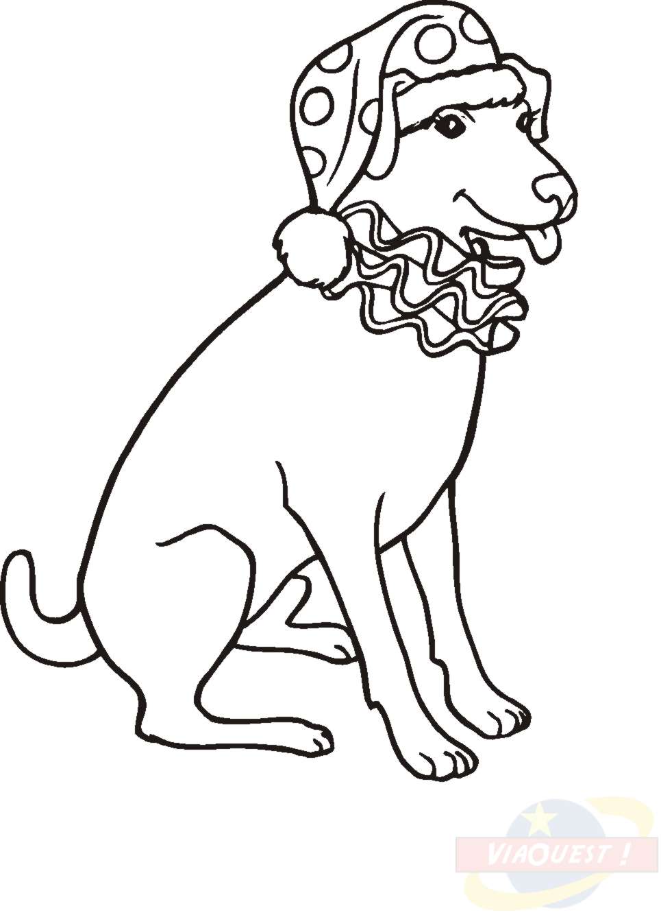 Galerie s coloriages a imprimer chien clown au bonnet qui tire la langue