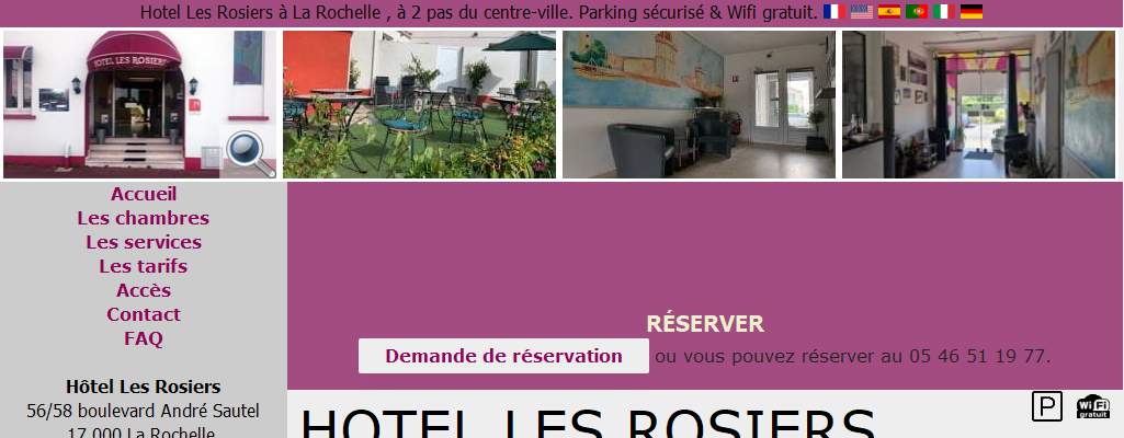 Annuaire poitou-charentes vers le site Htel Les Rosiers  l entre de La Rochelle, Deux Etoiles 