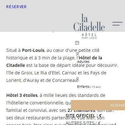 Annuaire bretagne vers le site Lhtel de la citadelle - Proche de la Rade de Lorient 