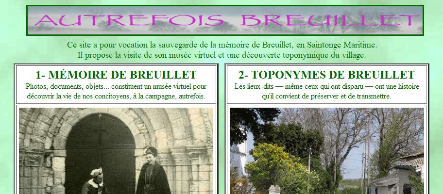 Annuaire poitou-charentes vers le site Autrefois Breuillet, le muse virtuel du village de Breuille 