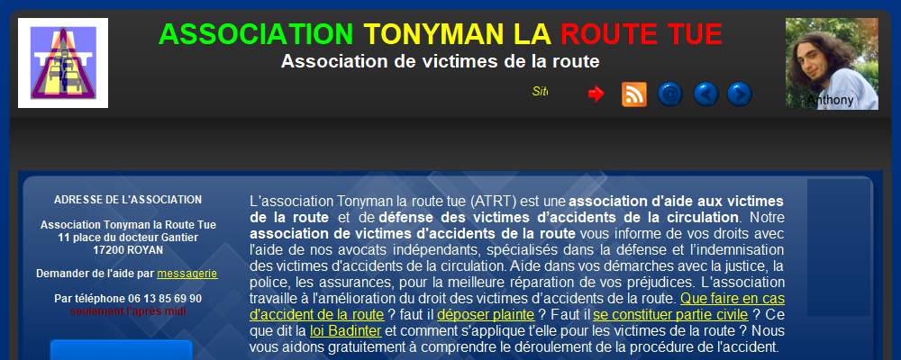 Annuaire poitou-charentes vers le site Association Tonyman La Route Tue - Aide aux Victimes 