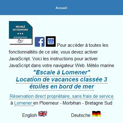 Annuaire bretagne vers le site Location Lomener ( 3 Clvacances): Morbihan, Plage A 50 M 