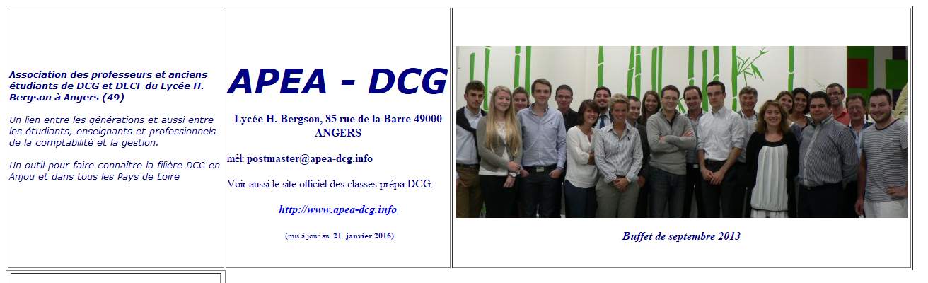 Annuaire pays-de-la-loire vers le site Association APEA-DCG du Lyce H Bergson  Angers 