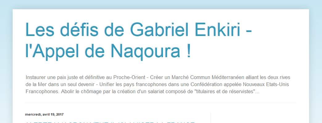 Annuaire bretagne vers le site Les Dfis de Gabriel Enkiri, analyses, rflexions originales 