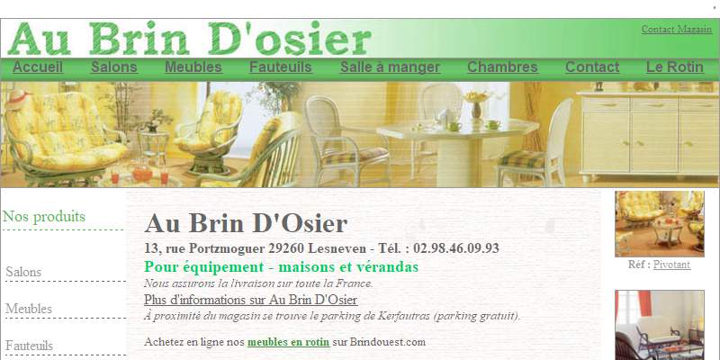 Annuaire bretagne vers le site Au Brin d Osier, Meubles en Rotin Fauteuils Mobilier Veranda 